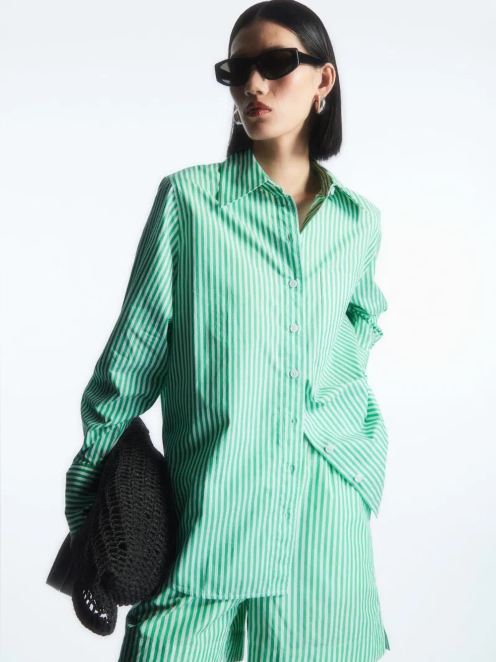 COS Green Oversized Long-Sleeve Shirt size 12